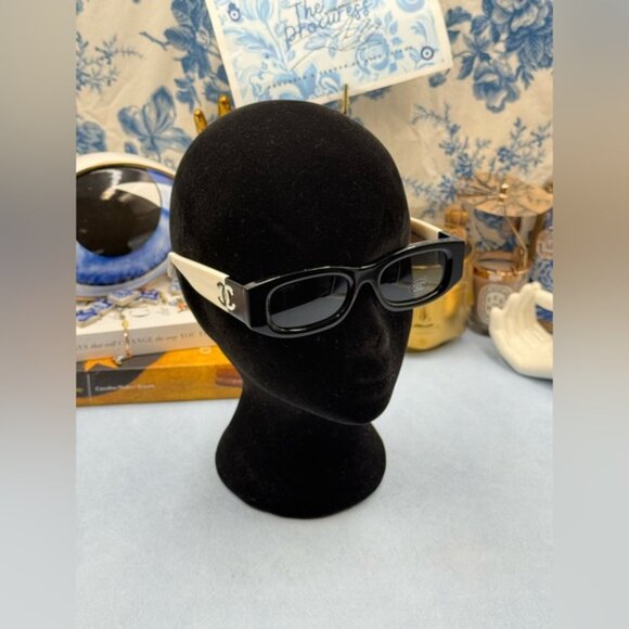 🆕 CHANEL 🧿 NWOT CH5525 Black & White Square Acetate Polarized Sunglasses - Picture 2 of 16